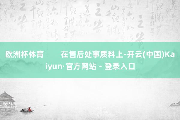 欧洲杯体育        在售后处事质料上-开云(中国)Kaiyun·官方网站 - 登录入口